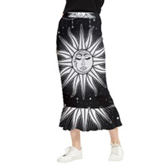 Sun Moon Star Universe Space Maxi Fishtail Chiffon Skirt by Ravend