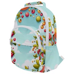 Fruits Sweet Papaya Orange Pattern Rounded Multi Pocket Backpack by Ravend