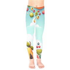 Fruits Sweet Papaya Orange Pattern Kids  Leggings by Ravend