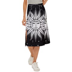 Sun Moon Star Universe Space Midi Panel Skirt by Ravend