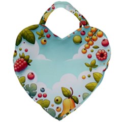 Fruits Sweet Papaya Orange Pattern Giant Heart Shaped Tote by Ravend