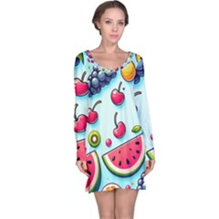 Fruits Sweet Pattern Long Sleeve Nightdress by Ravend