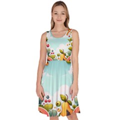 Fruits Sweet Papaya Orange Pattern Knee Length Skater Dress With Pockets by Ravend