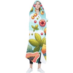 Fruits Sweet Papaya Orange Pattern Wearable Blanket by Ravend