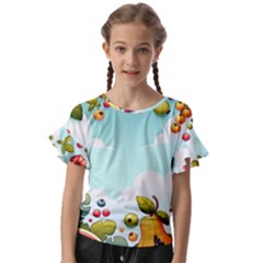 Fruits Sweet Papaya Orange Pattern Kids  Cut Out Flutter Sleeves by Ravend