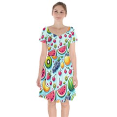 Fruits Sweet Pattern Short Sleeve Bardot Dress by Ravend