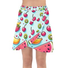 Fruits Sweet Pattern Wrap Front Skirt by Ravend