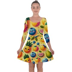 Fruits Fresh Sweet Pattern Quarter Sleeve Skater Dress by Ravend