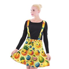 Fruits Fresh Sweet Pattern Suspender Skater Skirt by Ravend