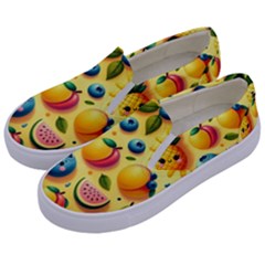 Fruits Fresh Sweet Pattern Kids  Canvas Slip Ons by Ravend