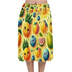 Fruits Fresh Sweet Pattern Velvet Flared Midi Skirt by Ravend