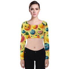 Fruits Fresh Sweet Pattern Velvet Long Sleeve Crop Top by Ravend