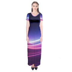 Cosmic Galaxy Quantum Art Nature Short Sleeve Maxi Dress by Ravend