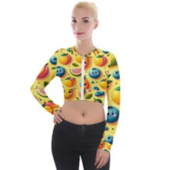 Fruits Fresh Sweet Pattern Long Sleeve Cropped Velvet Jacket by Ravend