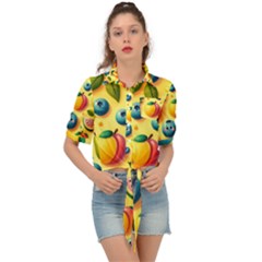 Fruits Fresh Sweet Pattern Tie Front Shirt  by Ravend