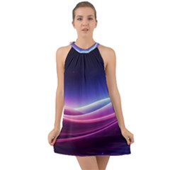 Cosmic Galaxy Quantum Art Nature Halter Tie Back Chiffon Dress by Ravend