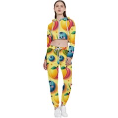 Fruits Fresh Sweet Pattern Cropped Zip Up Lounge Set by Ravend