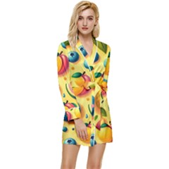 Fruits Fresh Sweet Pattern Long Sleeve Satin Robe by Ravend