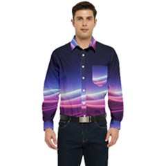 Cosmic Galaxy Quantum Art Nature Men s Long Sleeve Pocket Shirt  by Ravend