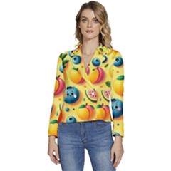 Fruits Fresh Sweet Pattern Women s Long Sleeve Revers Collar Cropped Jacket by Ravend