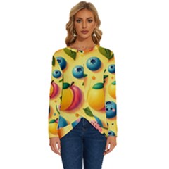 Fruits Fresh Sweet Pattern Long Sleeve Crew Neck Pullover Top by Ravend