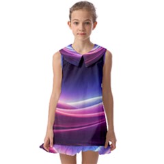 Cosmic Galaxy Quantum Art Nature Kids  Pilgrim Collar Ruffle Hem Dress by Ravend