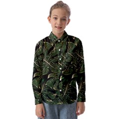 Monstera Plant Tropical Jungle Kids  Long Sleeve Shirt