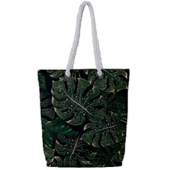 Monstera Plant Tropical Jungle Full Print Rope Handle Tote (small) by Ravend