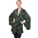 Monstera Plant Tropical Jungle Long Sleeve Velvet Kimono  View1