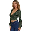 Monstera Plant Tropical Jungle Long Sleeve Deep-V Velour Top View2