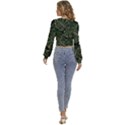 Monstera Plant Tropical Jungle Long Sleeve Deep-V Velour Top View4