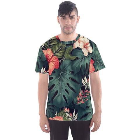 Flowers Monstera Foliage Tropical Men s Sport Mesh T-shirt by Ravend