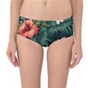 Flowers Monstera Foliage Tropical Mid-Waist Bikini Bottoms View1