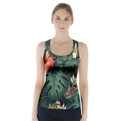 Flowers Monstera Foliage Tropical Racer Back Sports Top by Ravend