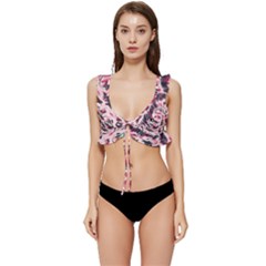 Drawing Notebook Print Reason Low Cut Ruffle Edge Bikini Top by Ravend