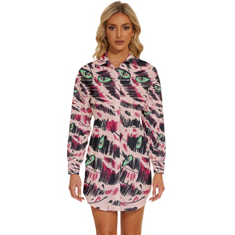 Drawing Notebook Print Reason Womens Long Sleeve Shirt Dress by Ravend