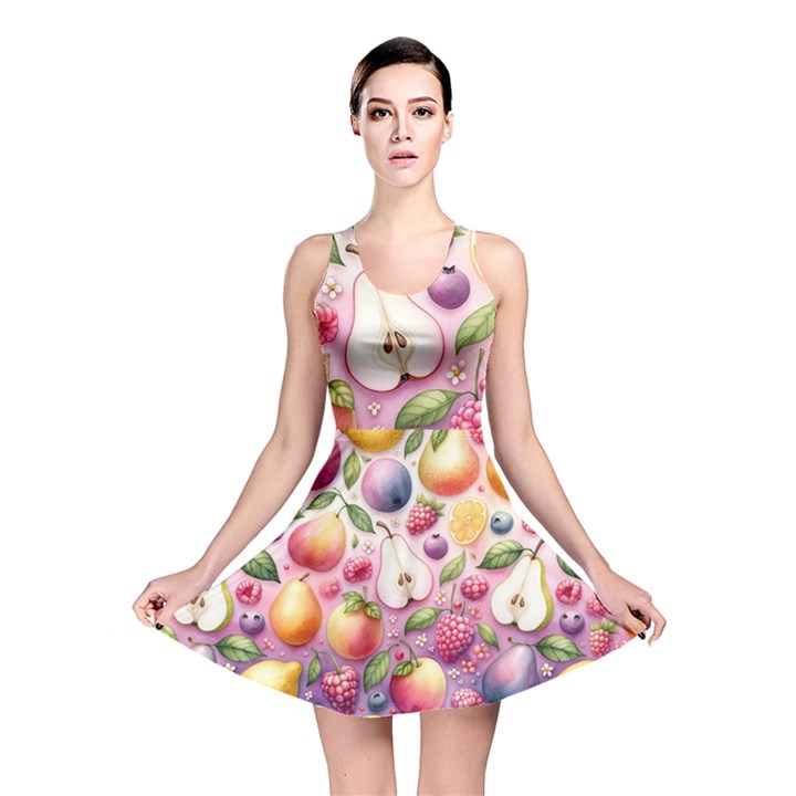 Fruits Apple Strawberry Raspberry Reversible Skater Dress