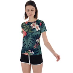 Flowers Monstera Foliage Tropical Back Circle Cutout Sports T-shirt by Ravend