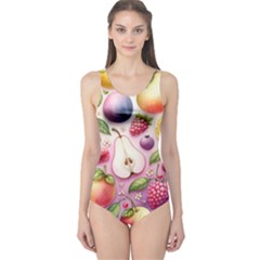 Fruits Apple Strawberry Raspberry One Piece Swimsuit by Ravend