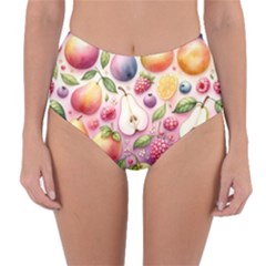 Fruits Apple Strawberry Raspberry Reversible High-waist Bikini Bottoms by Ravend