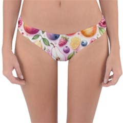 Fruits Apple Strawberry Raspberry Reversible Hipster Bikini Bottoms by Ravend