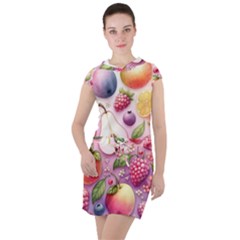 Fruits Apple Strawberry Raspberry Drawstring Hooded Dress by Ravend