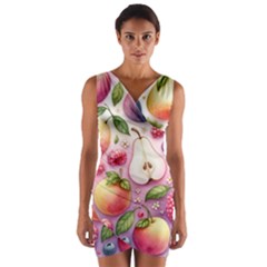 Fruits Apple Strawberry Raspberry Wrap Front Bodycon Dress by Ravend