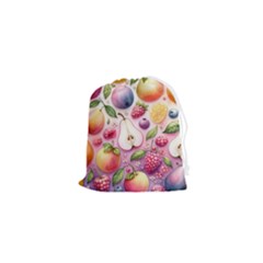 Fruits Apple Strawberry Raspberry Drawstring Pouch (xs) by Ravend