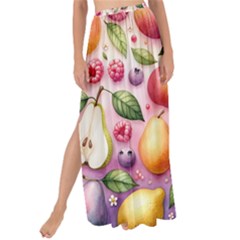 Fruits Apple Strawberry Raspberry Maxi Chiffon Tie-up Sarong by Ravend