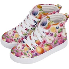 Fruits Apple Strawberry Raspberry Kids  Hi-top Skate Sneakers by Ravend