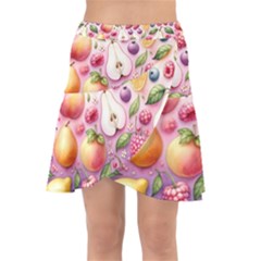 Fruits Apple Strawberry Raspberry Wrap Front Skirt by Ravend