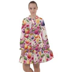 Fruits Apple Strawberry Raspberry All Frills Chiffon Dress by Ravend