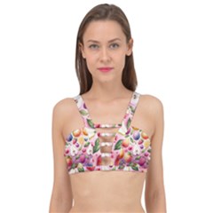 Fruits Apple Strawberry Raspberry Cage Up Bikini Top by Ravend