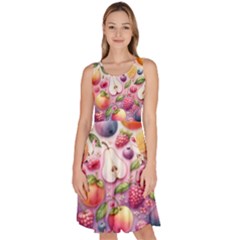 Fruits Apple Strawberry Raspberry Knee Length Skater Dress With Pockets by Ravend